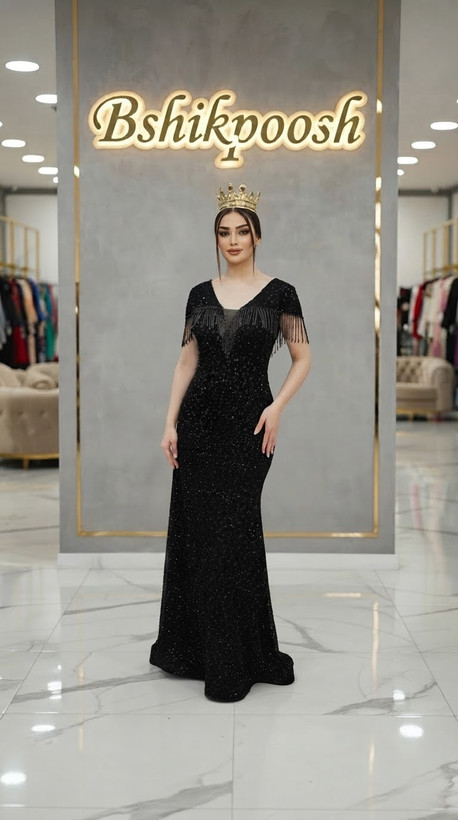 ماکسی مجلسی مخمل پولکی مدل ماهی زنانه