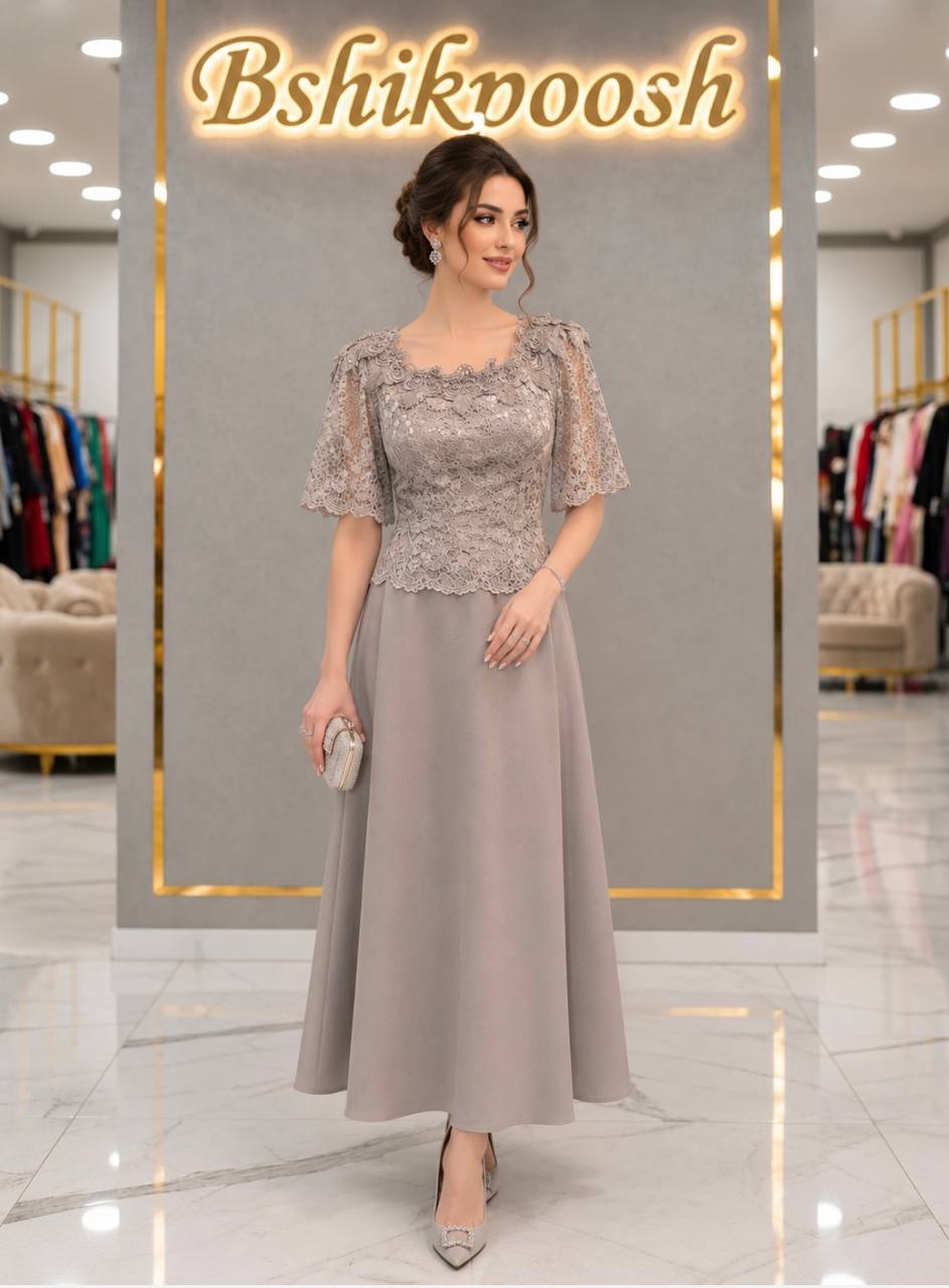 سارافون مجلسی زنانه بالاتنه گیپور مخمل پایین تنه مازراتی یقه قایقی حنانه