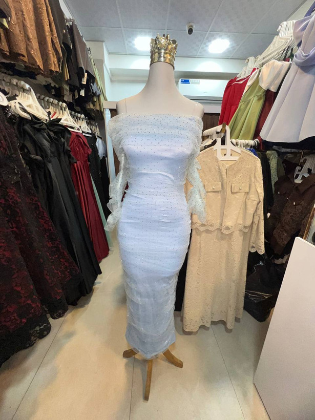 ماکسی مجلسی پینترستی تور کشی نگین دار چشمه